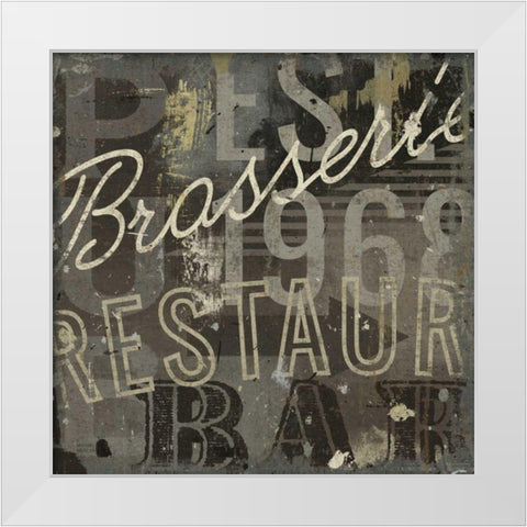 Restaurant Sign I White Modern Wood Framed Art Print by Mullan, Michael