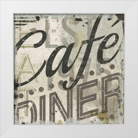 Restaurant Sign II White Modern Wood Framed Art Print by Mullan, Michael