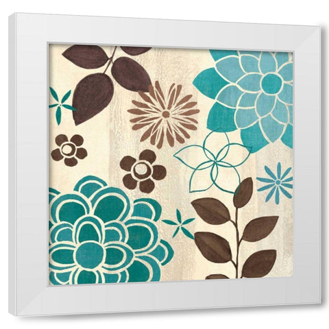 Abstract Garden Blue II White Modern Wood Framed Art Print by Charron, Veronique