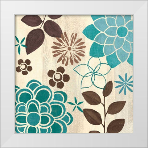 Abstract Garden Blue II White Modern Wood Framed Art Print by Charron, Veronique