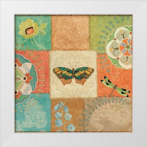 Folk Floral IV Center Butterfly White Modern Wood Framed Art Print by Brissonnet, Daphne