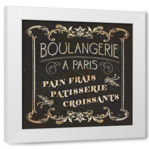 Parisian Signs Square I White Modern Wood Framed Art Print by Pela Studio