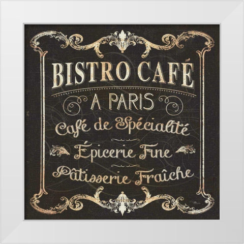 Parisian Signs Square II White Modern Wood Framed Art Print by Pela Studio