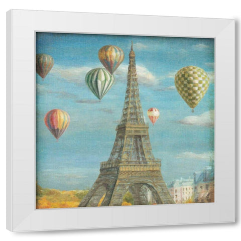 Balloon Festival White Modern Wood Framed Art Print by Nai, Danhui