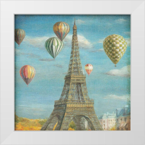 Balloon Festival White Modern Wood Framed Art Print by Nai, Danhui