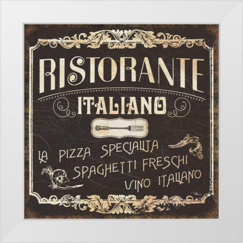 Italian Cuisine I White Modern Wood Framed Art Print by Pela Studio