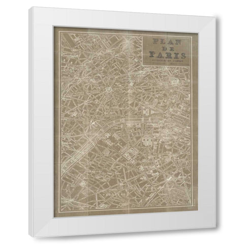 Blueprint Map Paris Taupe White Modern Wood Framed Art Print by Schlabach, Sue