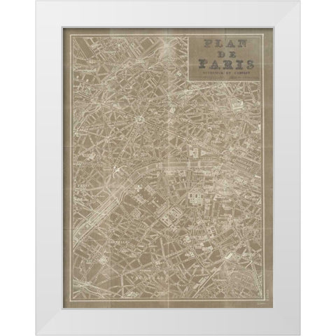 Blueprint Map Paris Taupe White Modern Wood Framed Art Print by Schlabach, Sue