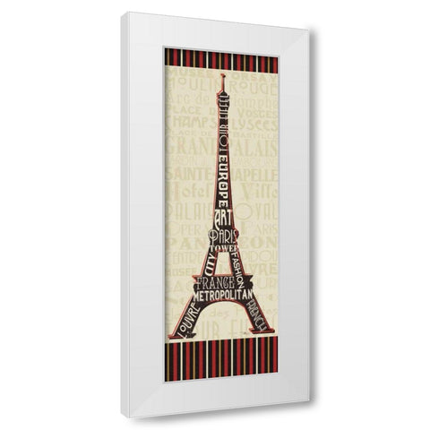 Paris City Words I Border White Modern Wood Framed Art Print by Pela Studio