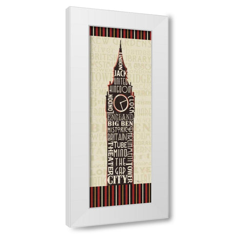 London City Words II Border White Modern Wood Framed Art Print by Pela Studio