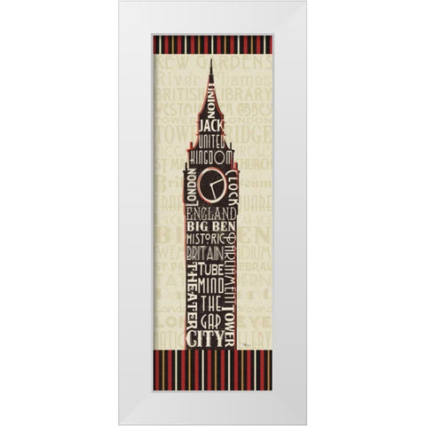 London City Words II Border White Modern Wood Framed Art Print by Pela Studio