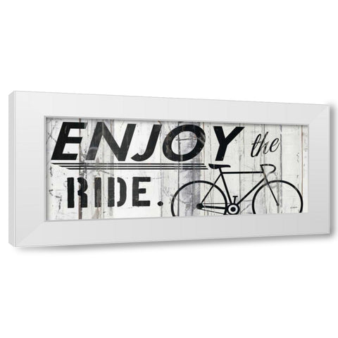 Enjoy the Ride White Modern Wood Framed Art Print by Schick, Mike