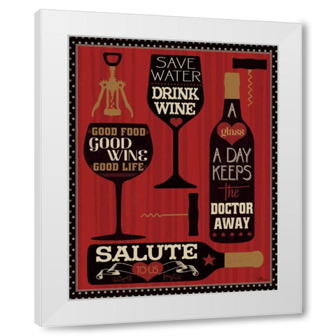 Wine Words II White Modern Wood Framed Art Print by Pela Studio