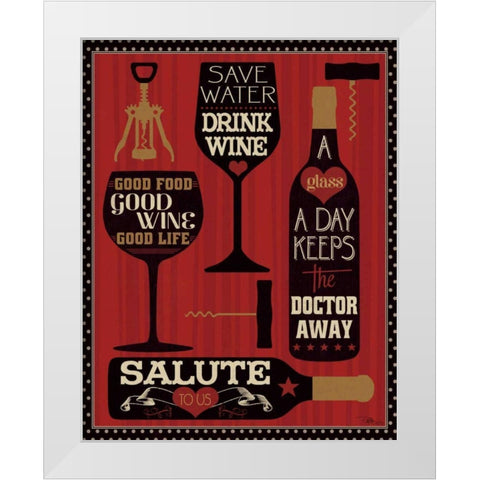 Wine Words II White Modern Wood Framed Art Print by Pela Studio