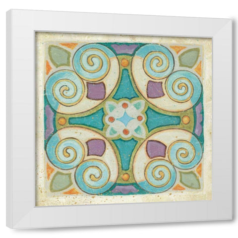 Birds Garden Tile I White Modern Wood Framed Art Print by Brissonnet, Daphne