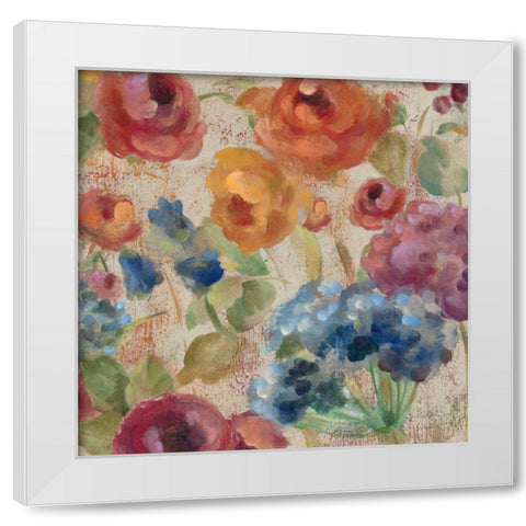 April Rain Flowers III White Modern Wood Framed Art Print by Vassileva, Silvia