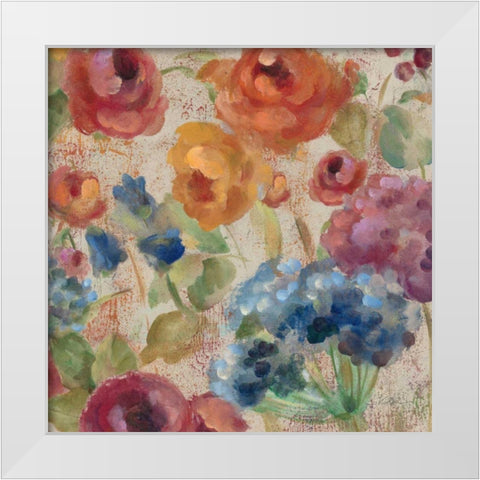 April Rain Flowers III White Modern Wood Framed Art Print by Vassileva, Silvia
