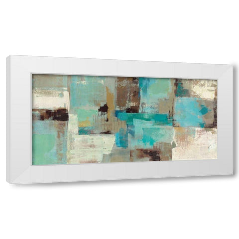 Teal and Aqua Reflections v2 White Modern Wood Framed Art Print by Vassileva, Silvia
