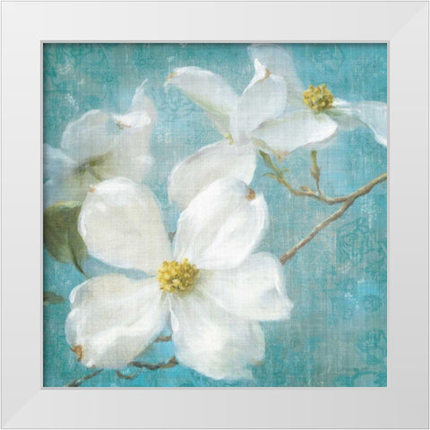 Indiness Blossom Square Vintage I White Modern Wood Framed Art Print by Nai, Danhui