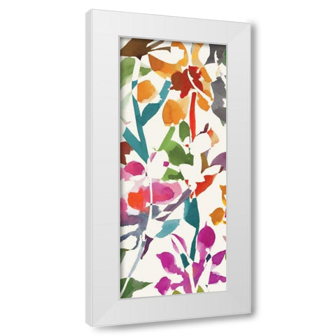 Pink Garden Panel I White White Modern Wood Framed Art Print by Wild Apple Portfolio