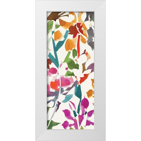 Pink Garden Panel I White White Modern Wood Framed Art Print by Wild Apple Portfolio
