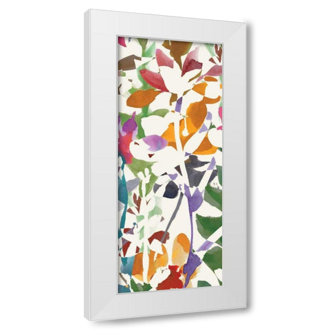 Pink Garden Panel II White White Modern Wood Framed Art Print by Wild Apple Portfolio