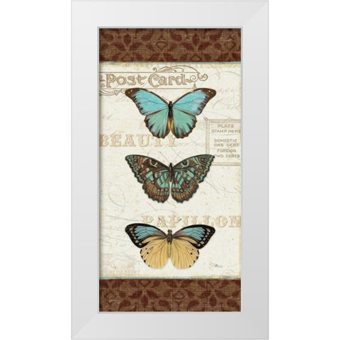 Papillons II White Modern Wood Framed Art Print by Pela Studio
