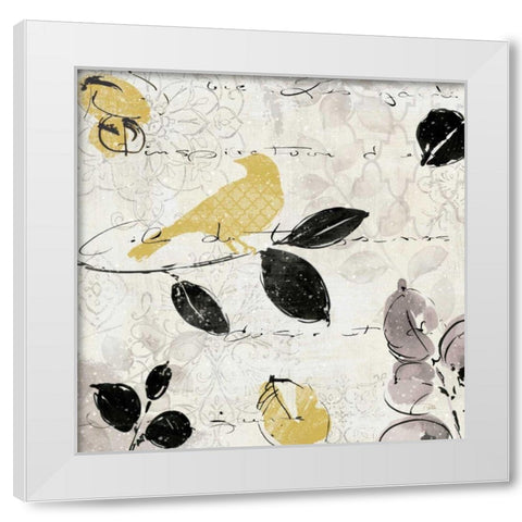Plume and Motif I White Modern Wood Framed Art Print by ERR, Pela