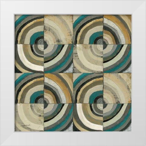 The Center II Abstract Turquoise White Modern Wood Framed Art Print by Warrick, Cheryl