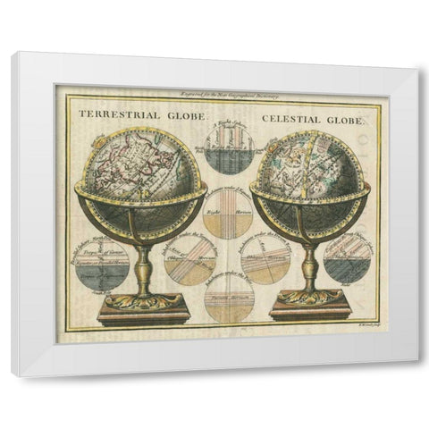 Antique Globes White Modern Wood Framed Art Print by Wild Apple Portfolio