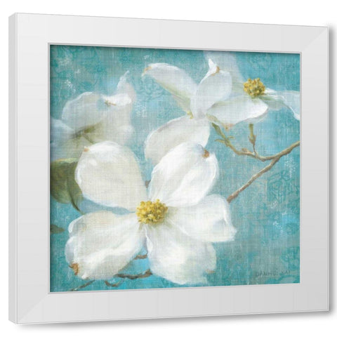 Indiness Blossom Square Vintage I White Modern Wood Framed Art Print by Nai, Danhui