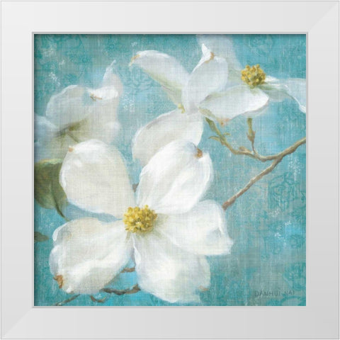 Indiness Blossom Square Vintage I White Modern Wood Framed Art Print by Nai, Danhui