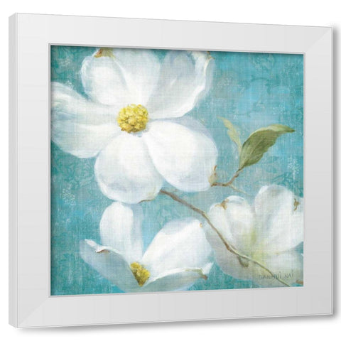 Indiness Blossom Square Vintage IV White Modern Wood Framed Art Print by Nai, Danhui