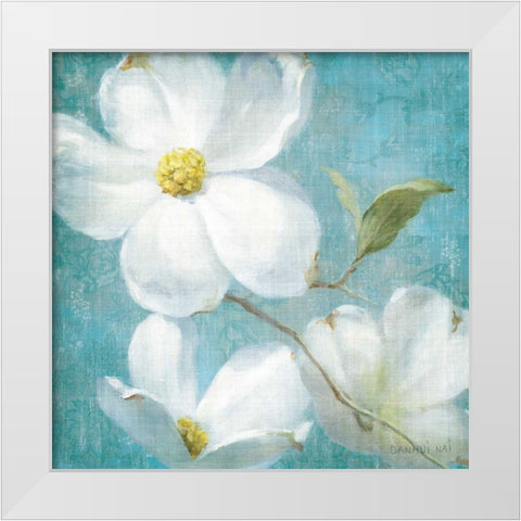 Indiness Blossom Square Vintage IV White Modern Wood Framed Art Print by Nai, Danhui