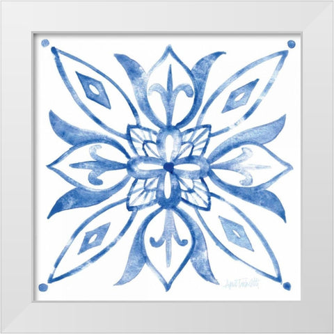 Tile Stencil II Blue White Modern Wood Framed Art Print by Tavoletti, Anne