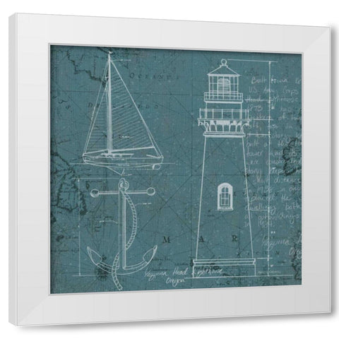 Coastal Blueprint IV White Modern Wood Framed Art Print by Fabiano, Marco