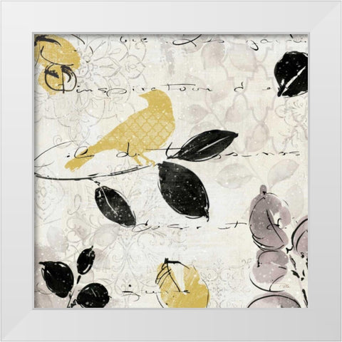 Plume and Motif I White Modern Wood Framed Art Print by ERR, Pela