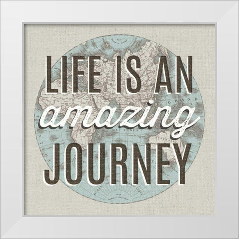 French World Map Inspiration Amazing Journey White Modern Wood Framed Art Print by Wild Apple Portfolio