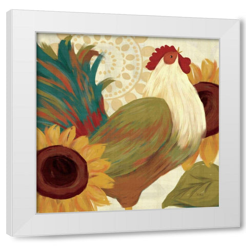 Spice Roosters I White Modern Wood Framed Art Print by Charron, Veronique