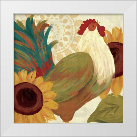 Spice Roosters I White Modern Wood Framed Art Print by Charron, Veronique