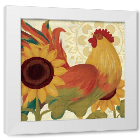 Spice Roosters II White Modern Wood Framed Art Print by Charron, Veronique