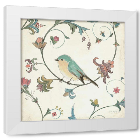 Birds Gem II White Modern Wood Framed Art Print by Adams, Emily