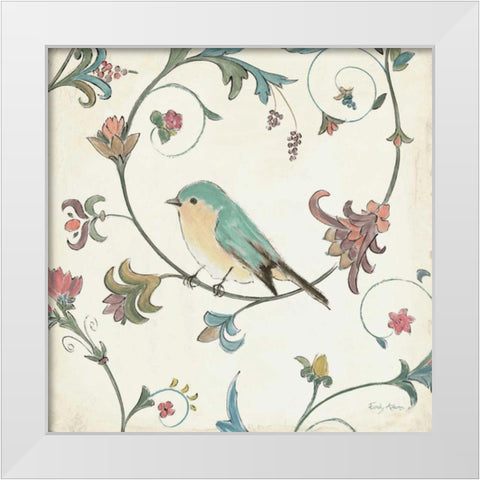 Birds Gem II White Modern Wood Framed Art Print by Adams, Emily