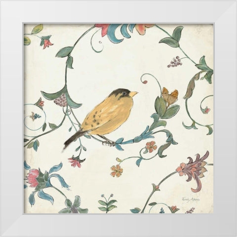 Birds Gem III White Modern Wood Framed Art Print by Adams, Emily