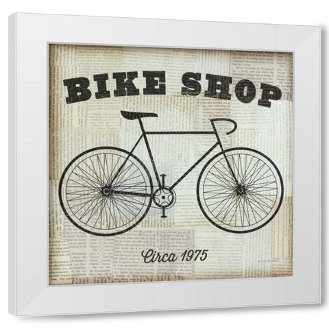 Bike Shop White Modern Wood Framed Art Print by Mullan, Michael