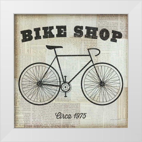 Bike Shop White Modern Wood Framed Art Print by Mullan, Michael