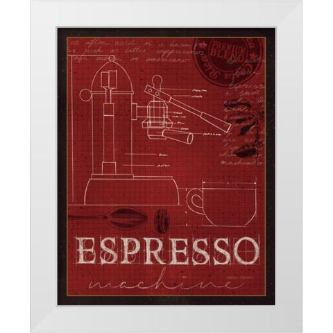 Coffee Blueprint IV v2 White Modern Wood Framed Art Print by Fabiano, Marco