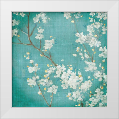 White Cherry Blossoms II White Modern Wood Framed Art Print by Nai, Danhui