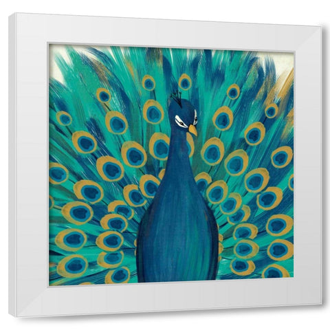 Proud as a Peacock I White Modern Wood Framed Art Print by Charron, Veronique