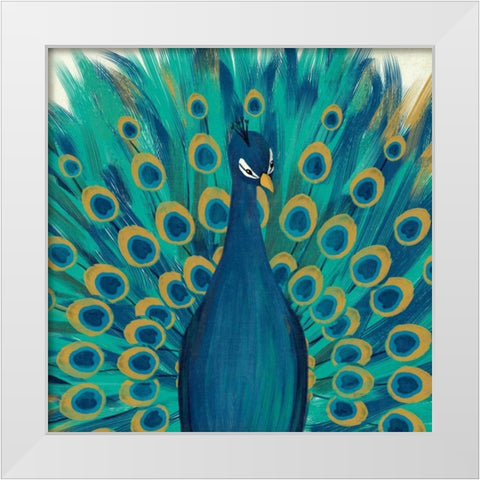 Proud as a Peacock I White Modern Wood Framed Art Print by Charron, Veronique